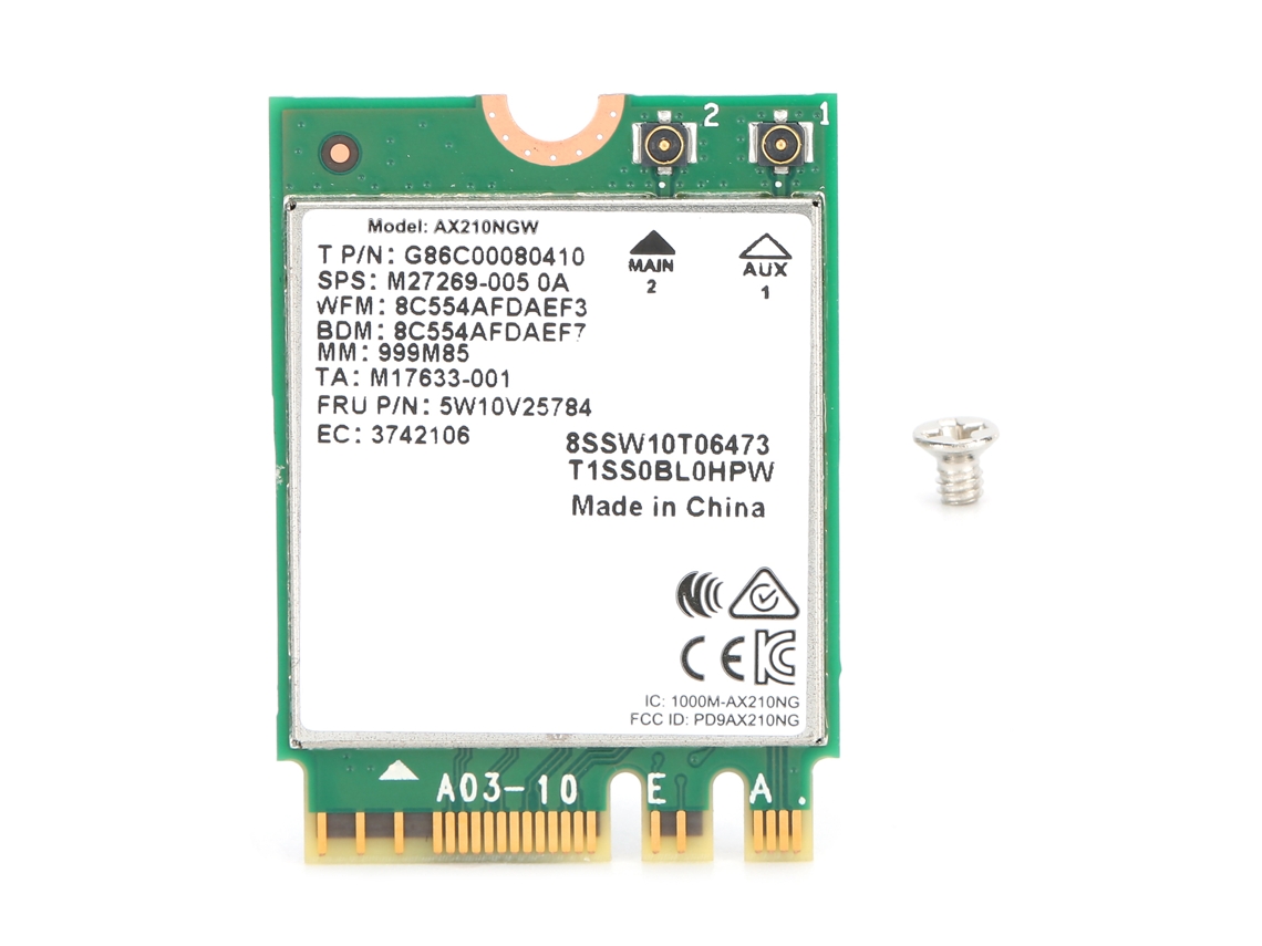 Placa De Rede Dual Band M.2 Ngff Bluetooth5.2 Ax210ngw 802.11ax 2.4g/5g 2400mbps Acessórios De Computador