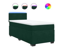 Maison Exclusive - Cama Box Spring Con Colchón Terciopelo Verde Oscuro 90x200 Cm