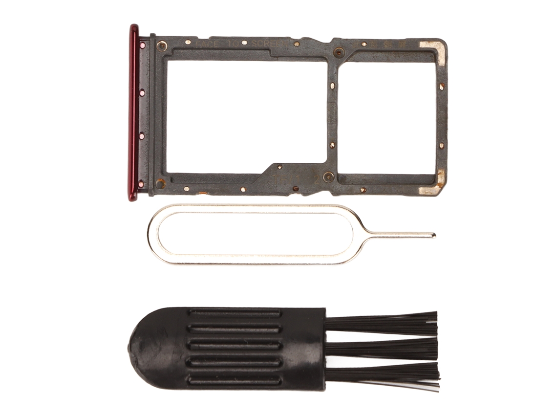 Soporte Para Ranura De Tarjeta Sim Con Pin Y Cepillo Para Redmi Note 7 Note 7 Pro, Plástico Rojo.