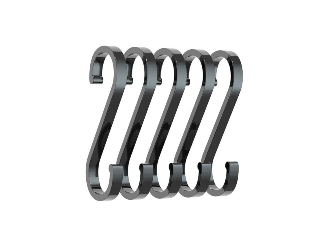 Gancho En Forma S Negro, 5 Unidades De Aluminio Espacial, Multiusos Para Cocina Y Dormitorio