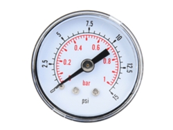 Manômetro De Pressão Mecânico Para Ar, Óleo E Água, Conexão Traseira 1/8 Polegada Bspt, 0-15 Psi, 0-1 Bar