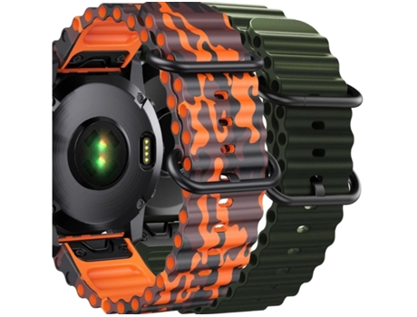 Correa Ocean Waves para Garmin Fenix 6X Pro Solar Military Naranja y Verde Pack 2X VEANXIN