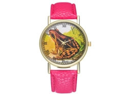 Reloj De Pulsera Analógico De Cuarzo Con Esfera Redonda, Color Rojo Rosa De Moda.