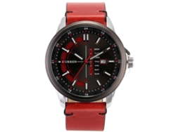 Reloj De Pulsera Para Hombres De Aleación Con Dial Redondo Analógico De Cuarzo Moda (blanco Rojo)