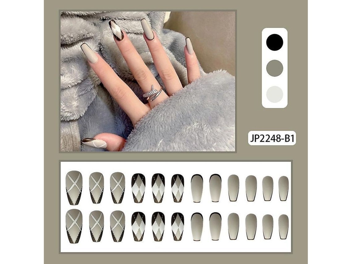 Aplica Uñas Postizas De Arte De Ballet Diy Con Diamantes Blancos Y Negros Para Fiestas Y Regalos.
