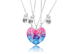 3 Colgantes De Corazón Con Esmalte Arcoíris Collares Set De 3 Amigas Corazón Roto Dej