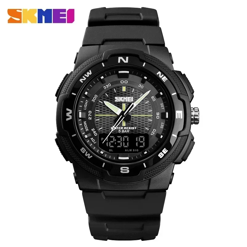 Reloj De Hombre De Cuarzo Con Doble Pantalla (negro), Reloj Electrónico Para Deportes Al Aire Libre, Reloj Militar Para Hombre.