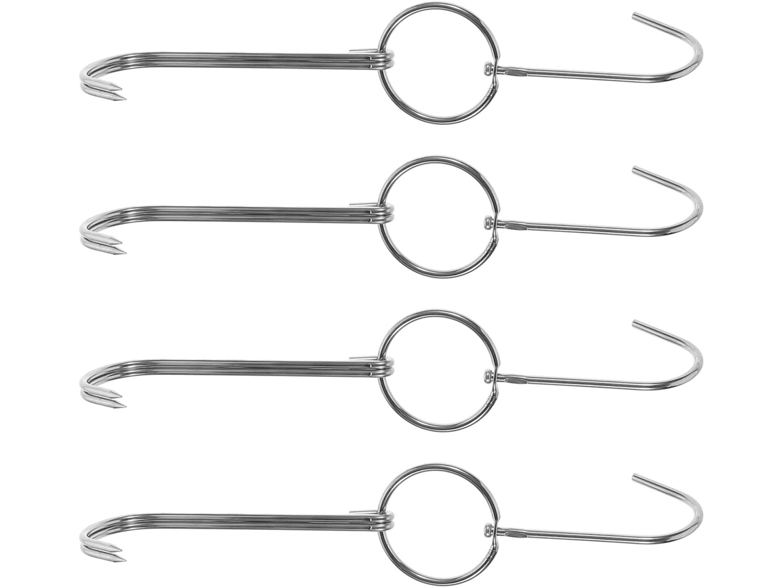 Ganchos Para Parrillaes Y Seguros, 4 Piezas, Con Gancho Doble, Acero Inoxidable Y Parte Colgante Redonda, Para Acampar
