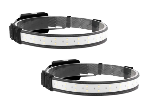 Linterna frontal, Conjunto de 2 LED de haz ancho de 220, linterna frontal ligera de 3 modos, luz de diadema (negro) CHRONUS