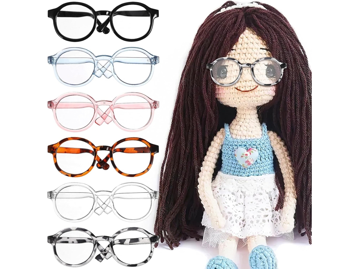 Gafas Para Muñecas, 45 Cm (18 Pulgadas), 6 Mini, Montura Redonda, Lentes Transparentes.