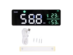 Meter De Nivel De Sonido Con Pantalla Led Grande 11 Pulgadas, Termómetro Y Humedad Para Aula, Pared Colgante