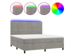 Maison Exclusive - Cama Box Spring Colchón Y Led Terciopelo Gris Claro 180x200 Cm