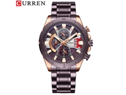 (dorado Café) Reloj De Hombre Moderno, Impermeable, Con Cronógrafo De Seis Agujas Y Cinta De Acero Fluida Multifuncional