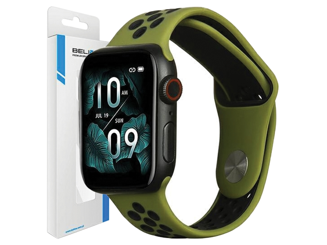 Correa de silicona Beline para Apple Watch Sport (42/44/45/49 mm, verde/negro)