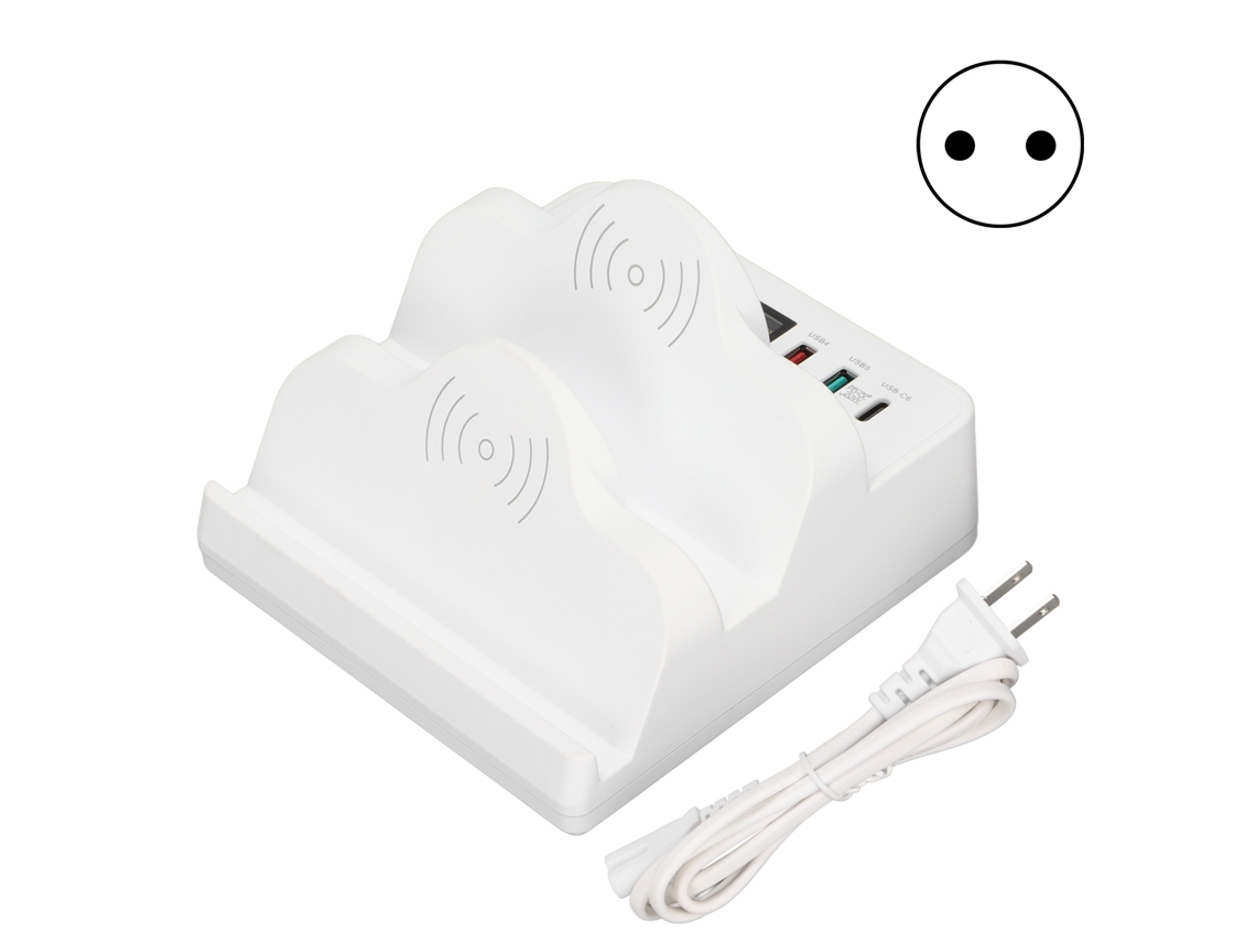 Estación De Carga Usb De 6 Puertos Para Carga Inalámbrica De Múltiples Dispositivos Con Pantalla Lcd Y Enchufe Estadounidense