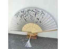 Abanico plegable de bambú hecho a mano con tela. Vayotoy