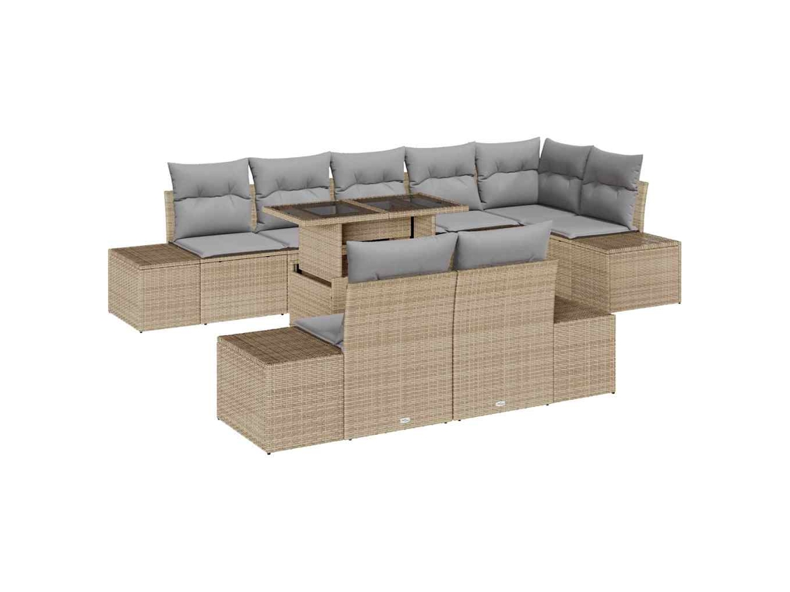 Maison Exclusive - Conjunto De Sofá De Jardín Con Cojín 9 Pcs Beige Y Gris Claro