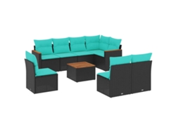 Maison Exclusive - Conjunto De Sofá De Jardín De 9 Piezas Con Cojines, De Poliratán Negro