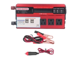 Inversor para coche de 500 W con 3 tomas de corriente, 4 puertos USB, pantalla LCD y convertidor de CC a CA de onda sinusoidal modificada.