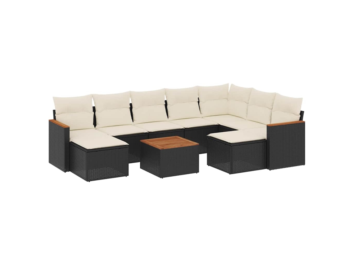 Maison Exclusive - Set De Sofás De Jardín 10 Pzas Cojines Ratán Sintético Negro