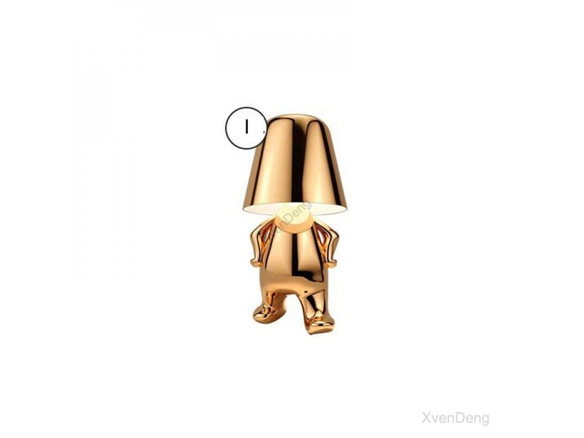 Lámpara De Mesa Thinker Little Golden Man Con Sensor Táctil Led, Lámpara Decorativa De Resina Para Dormitorio O Bar.