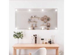 Espejo de pared rectangular con luces LED vidrio 50x100 cm N/A