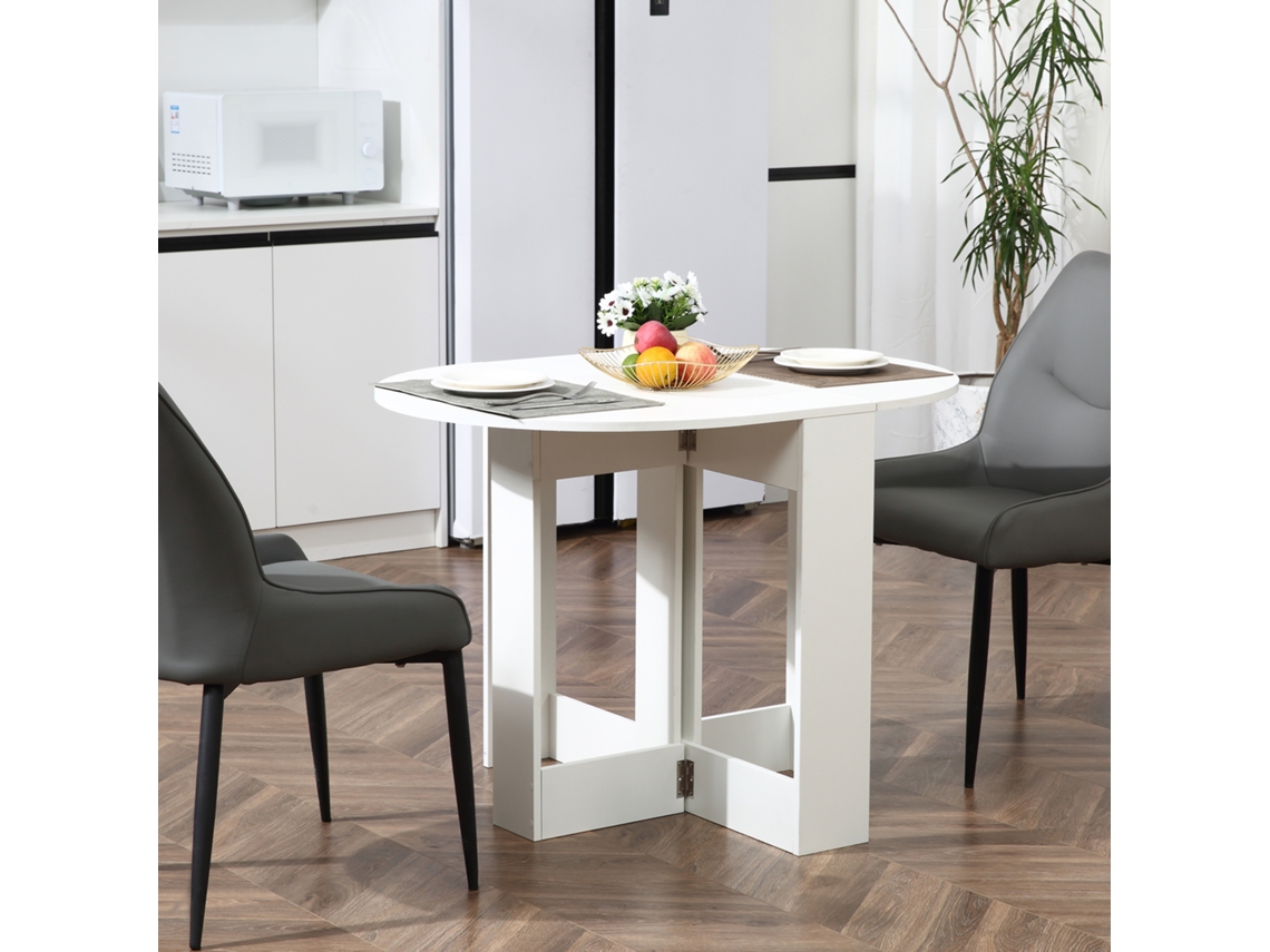 VPMKP - Mesa de comedor plegable Homcom, mesa de cocina plegable con 2 alas abatibles, mesa plegable para 2 a 4 personas, 104 x 76 x 73,7 cm, blanca