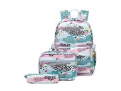 Conjunto de 3 piezas: Mochila escolar para adolescentes, mochila para portátil, lonchera infantil, estuche para lápices, mochila de viaje verde.