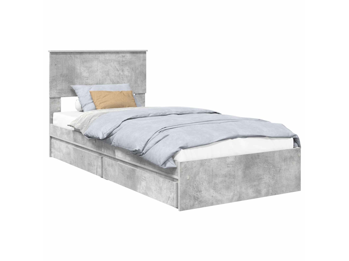 Maison Exclusive - Cama Con Almacenamiento Con Cabecera Gris Concreto 90 X 190 Cm