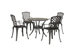 Juego de comedor de jardín de 2 piezas de aluminio fundido en bronce Dkd Home Decor