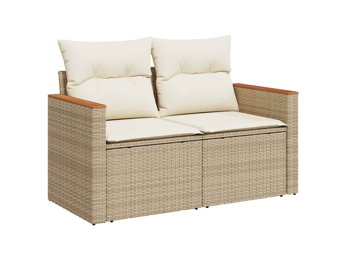 Maison Exclusive - Sofá de jardín de 2 plazas con cojines, mimbre, color beige