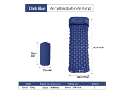 Colchoneta de camping Digitallab ultraligera, inflable con pedal, 190 x 60 cm, Lt04 (azul oscuro)