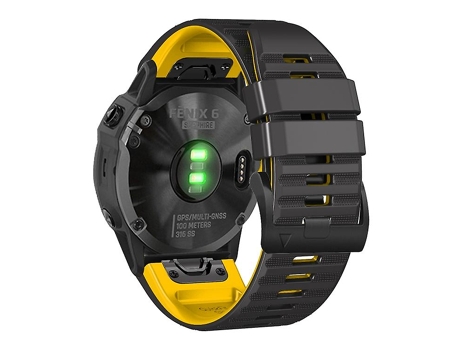 Correa para Garmin Fenix 7/7X/6/6X/5/5X 22 mm Correa de reloj de silicona bicolor Negro Amarillo VENISYMLIS