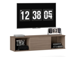 Mueble De Tv De Pared Con 2 Compartimentos Y Puerta Marrón, 120x30x29 Cm.