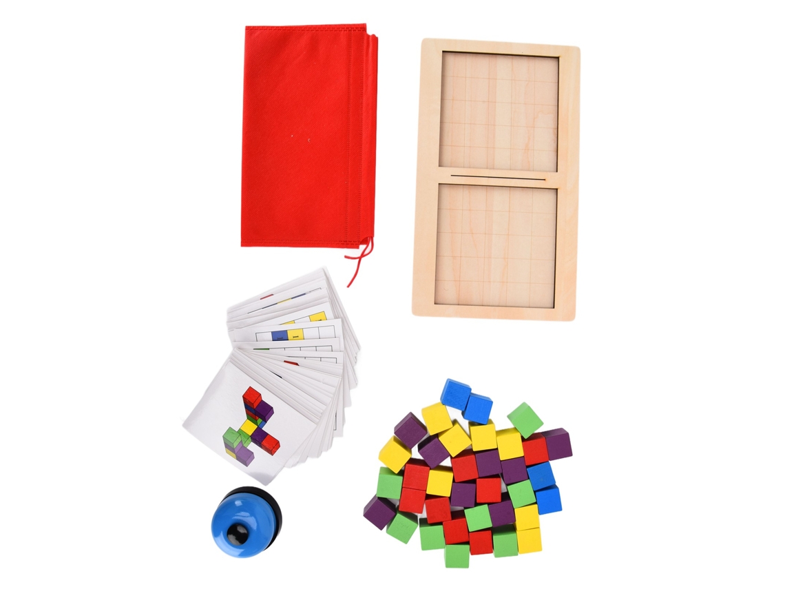 Juguetes De Bloques De Madera Para La Educación Infantil: Rompecabezas Con 36 Tarjetas Y Bloques.