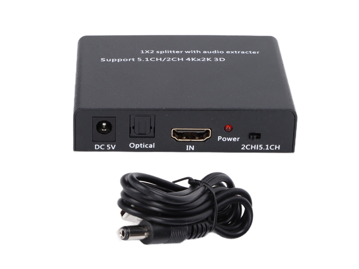 Divisor De Interfaz Multimedia Hd De 1 A 2 Con Convertidor De Audio Y Extracción De Vídeo 4k De 5.1 Canales/2 Canales.