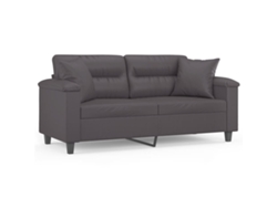 Maison Exclusive - Sofá De 2 Plazas Con Cojines Cuero Sintético Gris 140 Cm