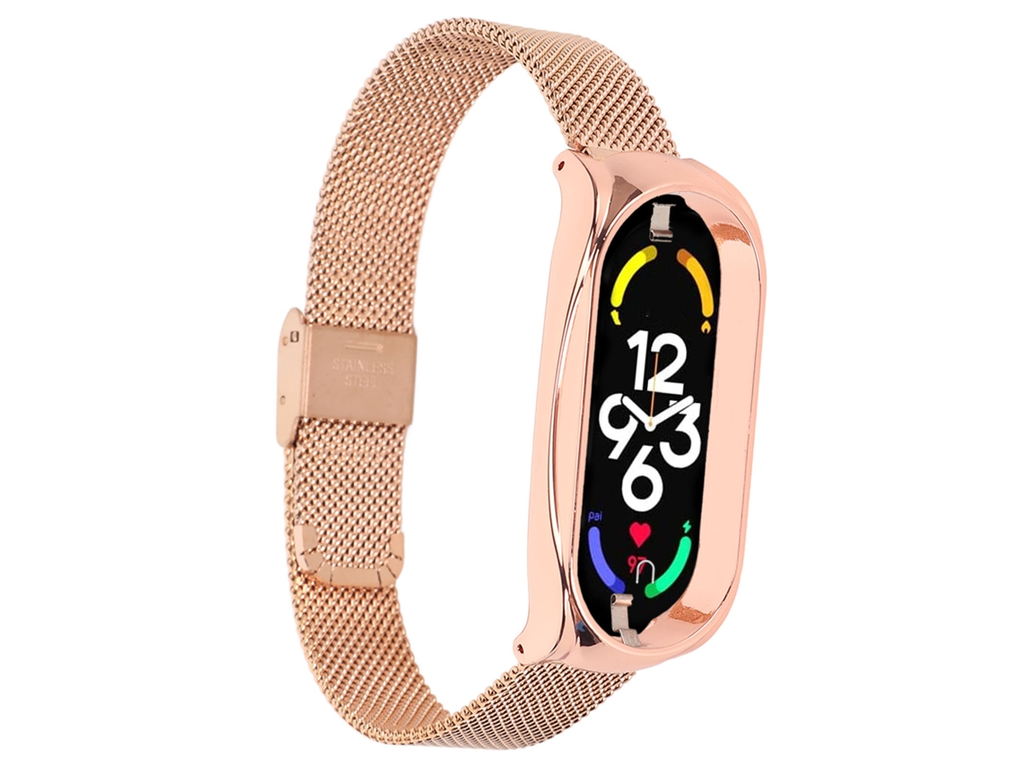 Pulsera De Malla De Acero Inoxidable Para Mi Band 7, Elegante Y Ajustable, Oro Rosa.