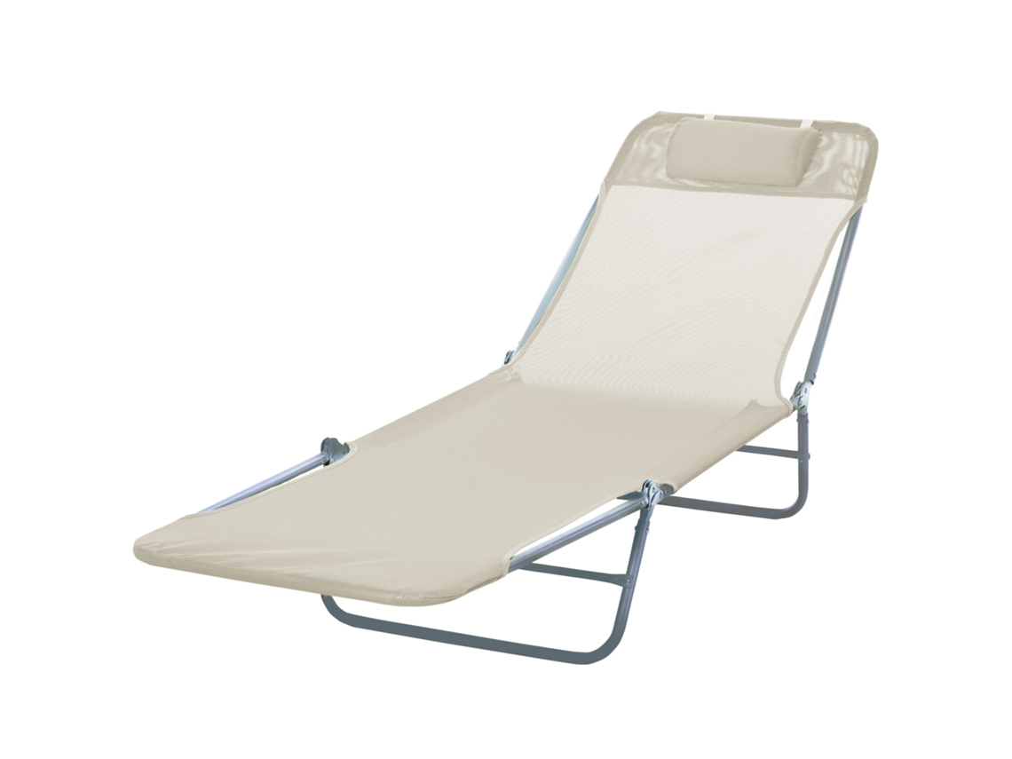 Tumbona Plegable Reclinable, Cojín, 182x56x24,5cm