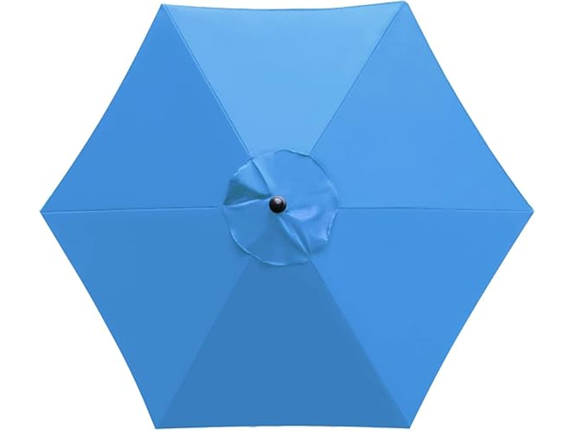 Tela de repuesto para sombrilla de exterior, 6 varillas, 3 metros, impermeable, protección UV, color azul cielo (sin soporte)