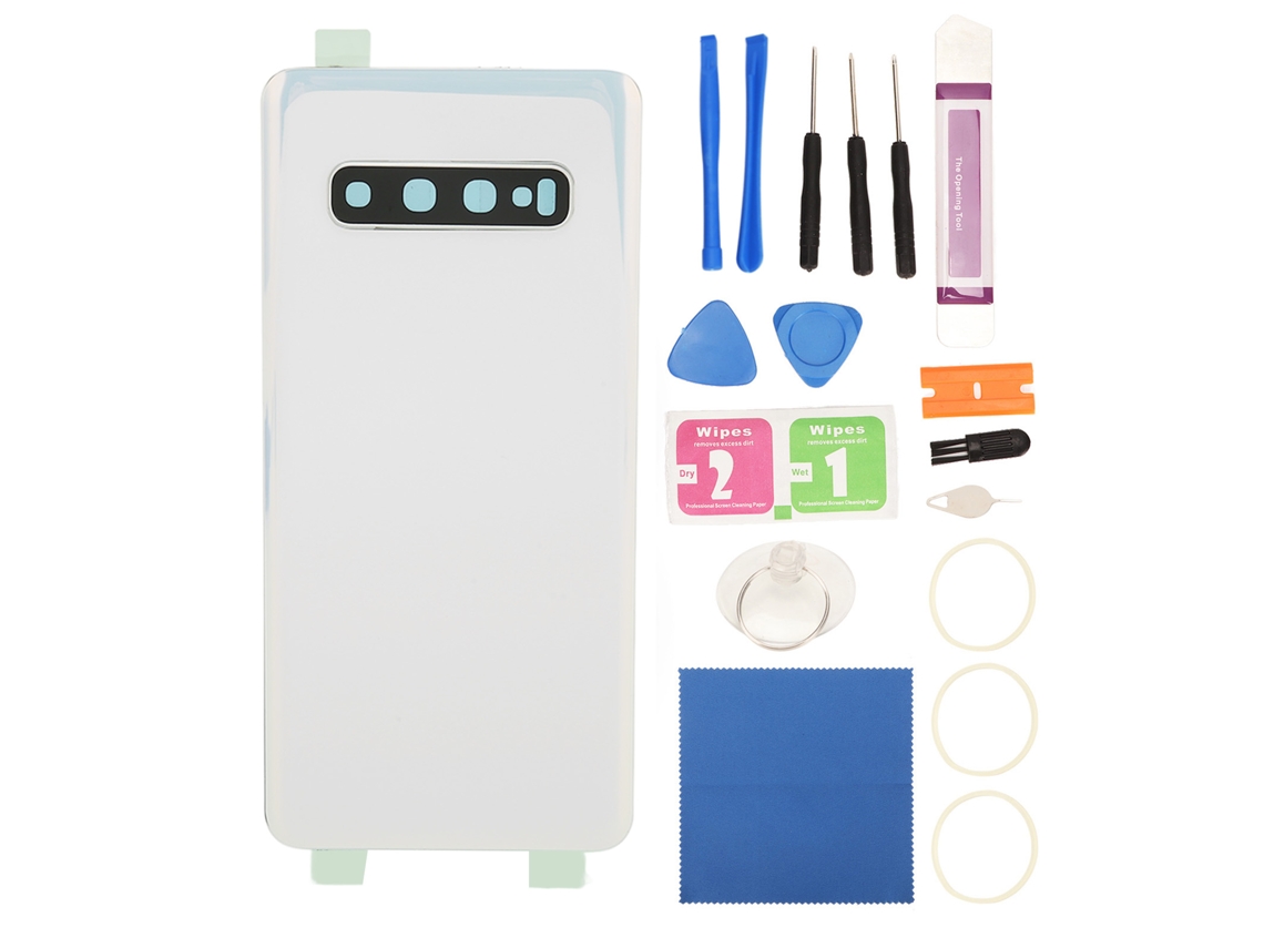 Cubierta Trasera De Cristal Para Samsung Galaxy S10 G973, Resistente Al Agua, Con Cinta Adhesiva Para Lente De Cámara, Color Blanco