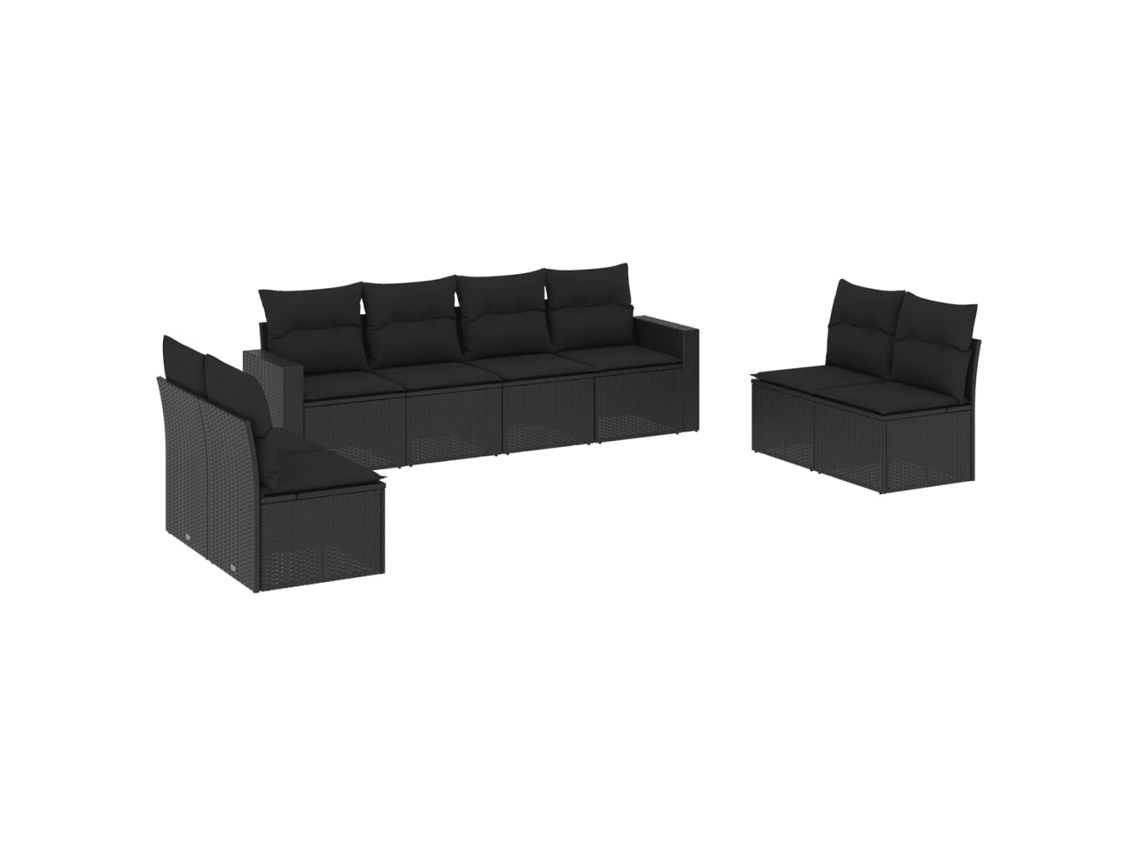 Maison Exclusive - Set De Sofás De Jardín 8 Piezas Y Cojines Ratán Sintético Negro