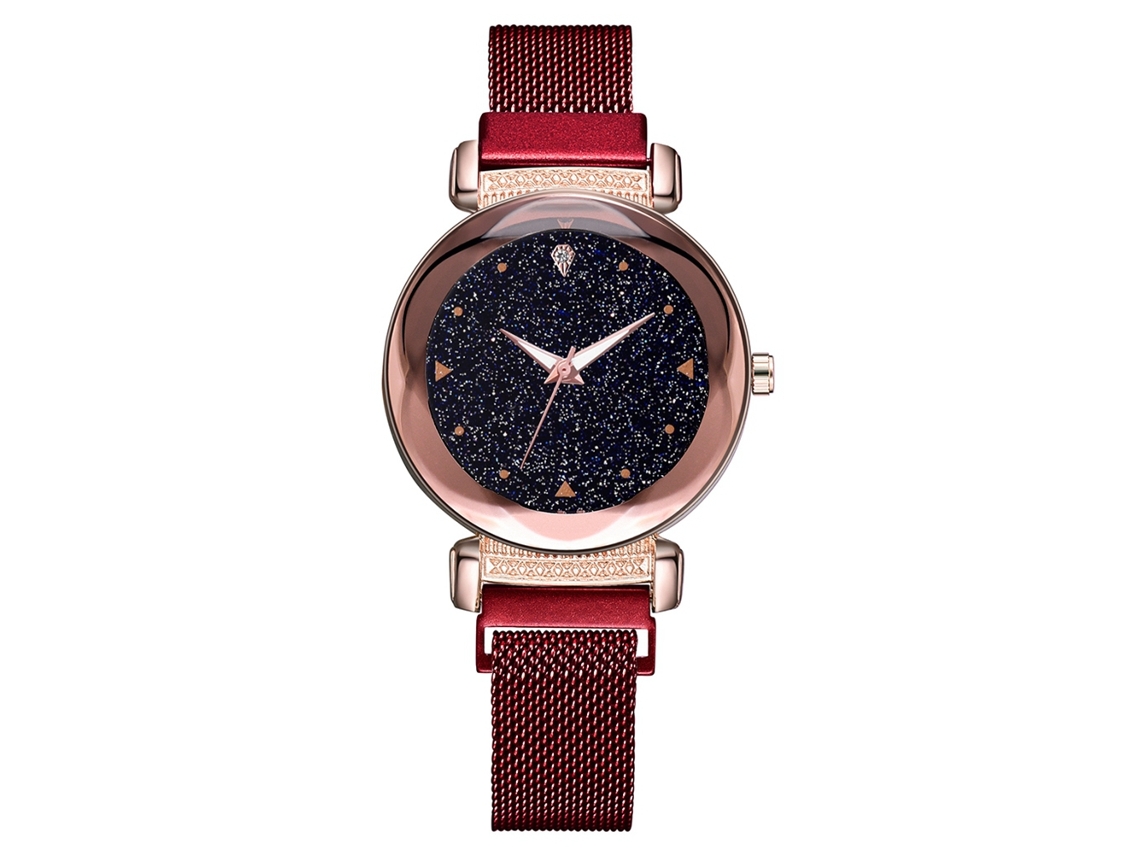 Reloj De Pulsera De Cuarzo De Estilo Sencillo Y Moderno Con Cierre Magnético - Rojo