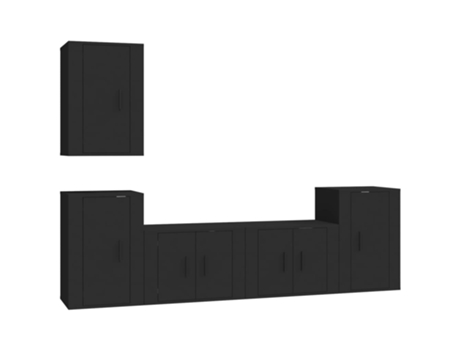 Conjunto 5 de muebles para TV VIDAXL madera contrachapada negro