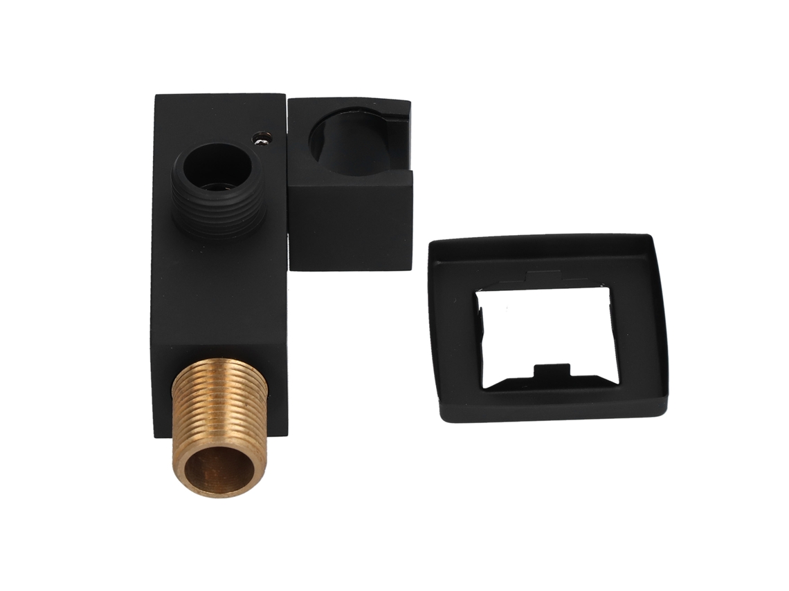 Soporte giratorio ajustable para cabezal de ducha de cobre, negro mate.