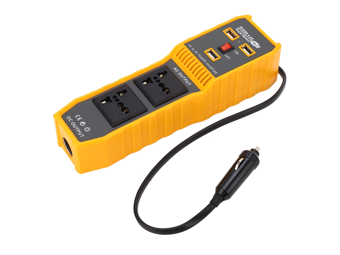 Adaptador Inversor De Corriente Para Coche De 12 V Cc A 110 V Ca, Convertidor De 200 W Con Usb Y Enchufes.