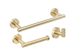 Juego de accesorios para baño de 3 piezas en acero inoxidable, oro cepillado TRUYUETY