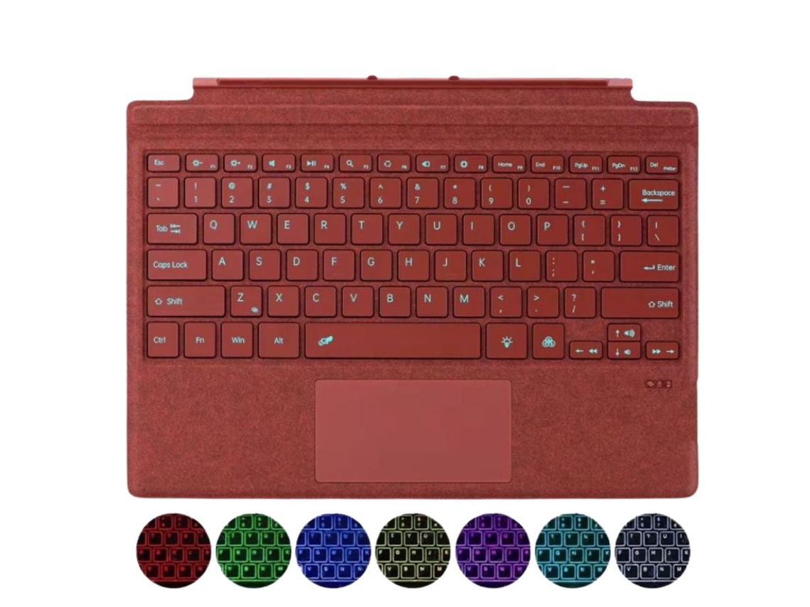 Teclado magnético para Microsoft Surface Pro 6 | Teclas retroiluminadas | Recargable | Rojo