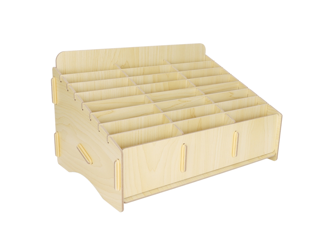 Caja De Almacenamiento Para Teléfono Celular De Madera Sintética Con 24 Compartimentos, Soporte De Escritorio Para Oficina/aula.