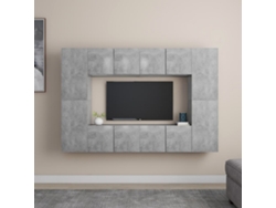 8 Pzs Pack de Muebles de Armario Tv Contrachapado Gris Cemento
